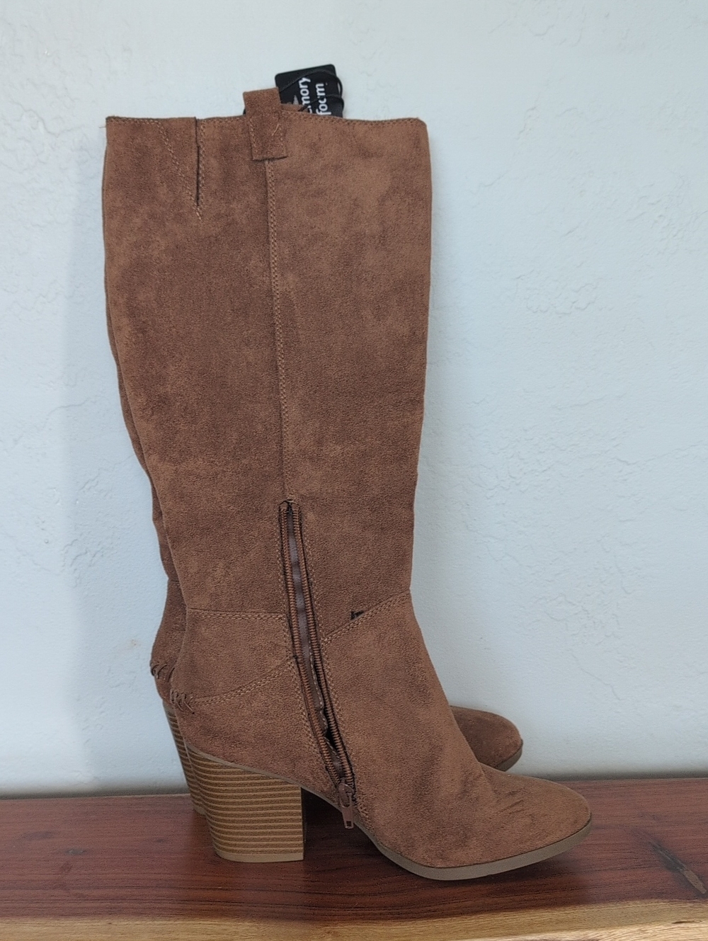 NWT A.N.A. Ana Lendy Brown Faux Suede Knee High Block Heel Boots Size 8